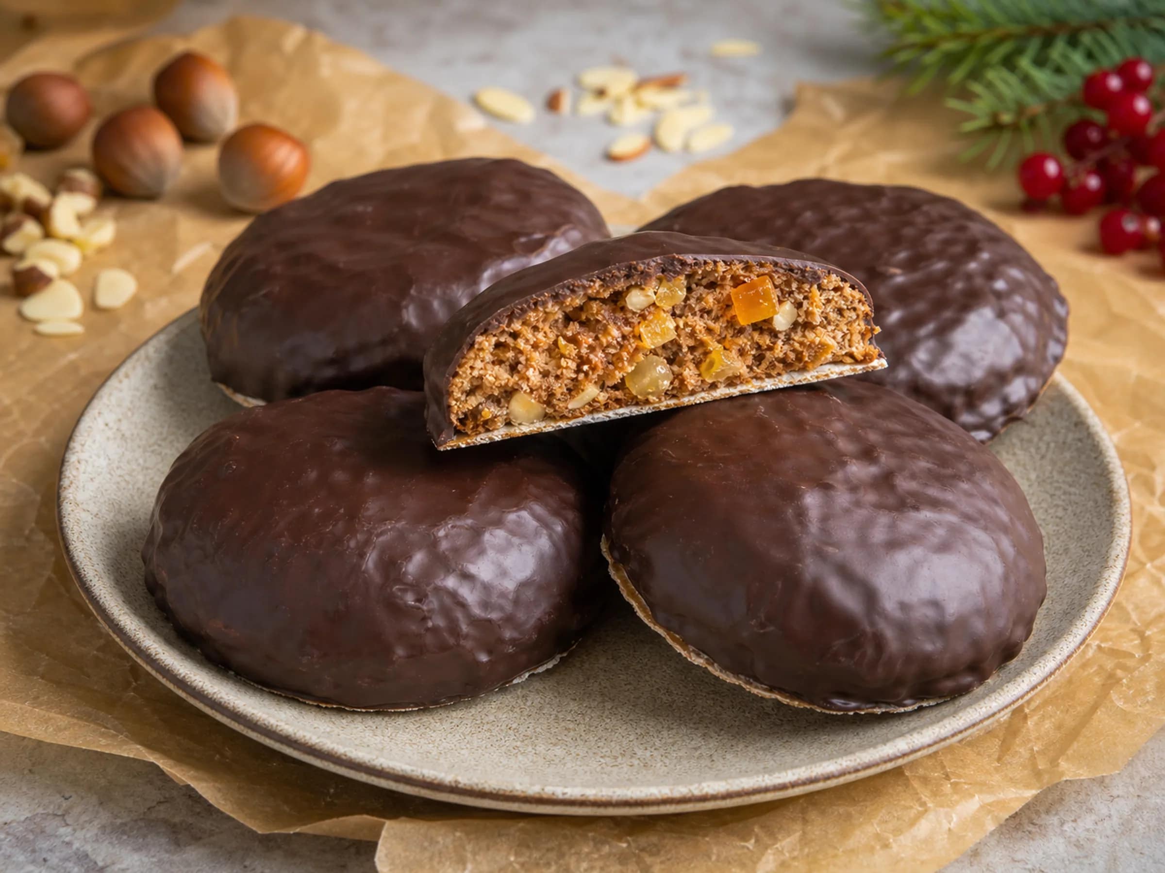 Elisenlebkuchen ohne Mehl mit Marzipan