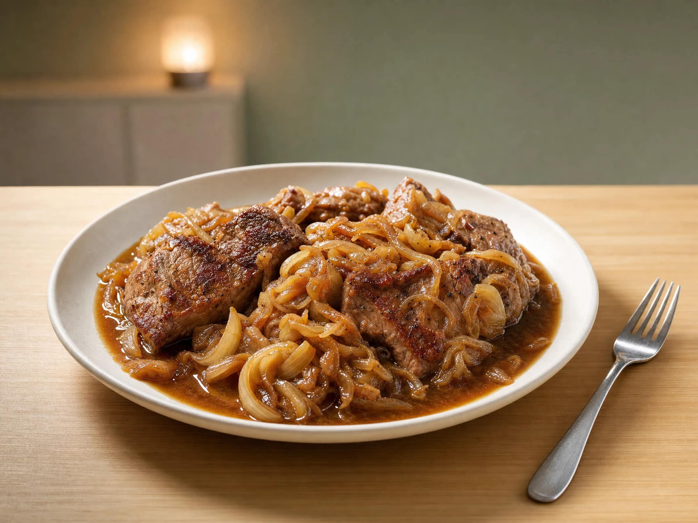 Zwiebelfleisch aus dem Backofen mit Schweinenacken